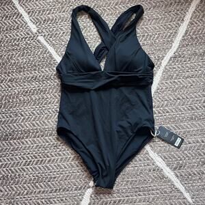Seafolly Deep V Wide Strap One Piece Swimsuit sz 12